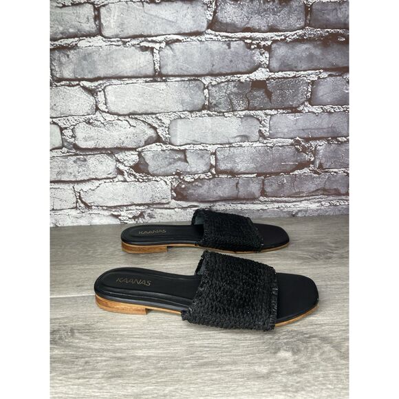 Kaanas Black Leather Synthetic Casual Columbia Slide Sandals Women Sz 9M US/40EU - Picture 3 of 16
